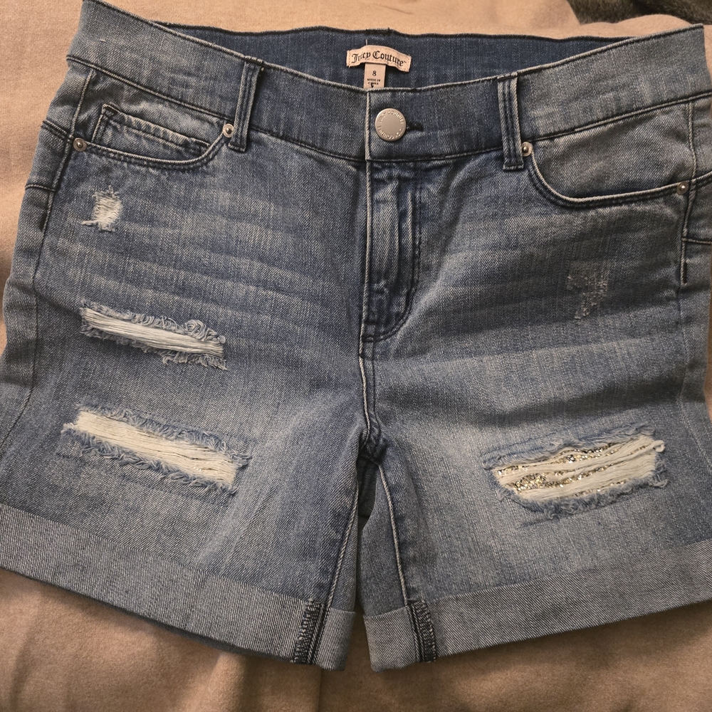 Juicy Couture Blue Distressed Jean Shorts